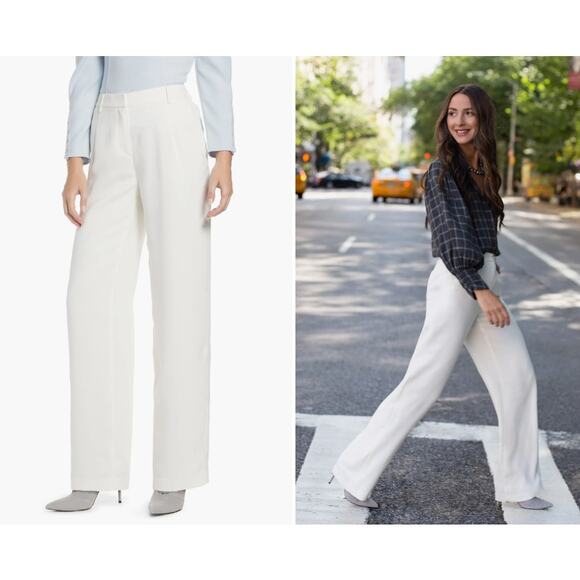 SOMETHING NAVY Ivory Pleated Wide Leg Trousers - Size 8 - Picture 12 of 12